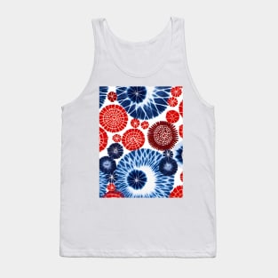 Red and blue shibori tie dye circles Tank Top